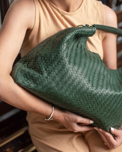 Image of Jild Hobo Style Woven Bag for Women - Soft Handmade Genuine Leather Work Tote Bag - Cross Body Womens Purse