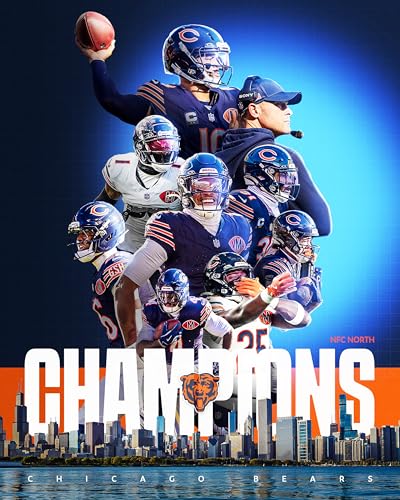 SPORTSPHOTOSUSA 2025 Chicago Bears NFC North Division Champions 11 x 14 Team Composite Photo