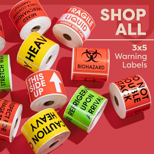 Aegis Premium Labels LB-WL0305-TSU 3 Inch X 5 Inch This Side Up Arrow - Handle With Care, Warning Shipping Labels thumb #6