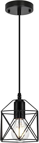 Miniatura 5 de Lámpara colgante de 1 luz, luces colgantes negras, isla de cocina, iluminación colgante de granja con dormitorio, comedor, base E26, bombillas no 1