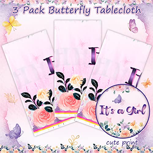 Bkeecten 3Pcs Butterfly Party Decoration Tablecloth Rectangular Waterproof Plastic Butterfly Floral Tablecover For Spring Summer Girl Birthday Baby Shower Party Table Cloth Supplies, 108 X 54Inch #TOP2