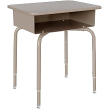 Flash Furniture Billie Student Desk - Gray Granite Open Front School Desk - Silver Metal Frame - 24"W x 18"D Adjustable Height, Durable for School or Remote Learning
