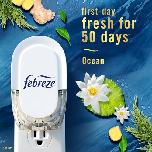 Febreze Plug In Air Freshener, Odor-Fighting Scented Oil Refill, Air Fresheners for Home and Bathroom and Kitchen, Long Lasting for Strong Odors, Ocean & Mountain Scents, 0.87oz Refills, 4 Count - Image 6