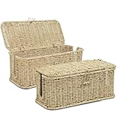 Aazon.co: Cantalop Handade Cable Anageent Box, Durable Rattan Cable Organizer, 2 Open Slots - View #3