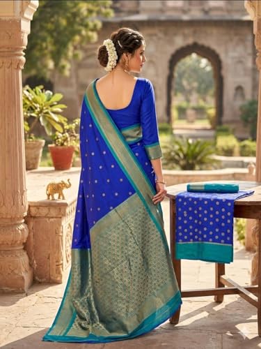 AKHANDDD royal blue kanjivaram silk saree in soft silk – image 2