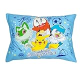 MORIPiLO 子供 枕 低め ポケモン ピカチュウ スポーツタイム ブルー 約28x39cm 肌にやさしい綿100生地 洗える カバー付き ぬいぐるみ クッション グッズ キャラクター まくらのモリシタ