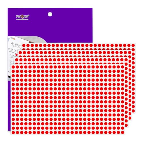 1/4 Inch Round Color-Code Dot Stickers,4200P Adhesive Circle Label (Red)