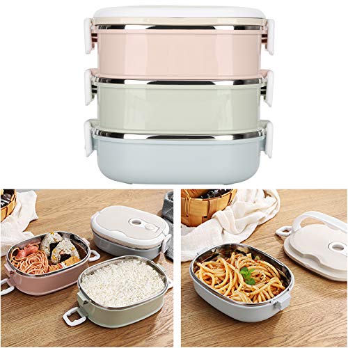 Ejoyous Tragbare Box aus Edelstahl, Stapelbarer Auslaufsicherer Lunchbox Isolierter Thermischer Lebensmittelbehälter, für den Bürogebrauch von Schülern und Kindern(#3)