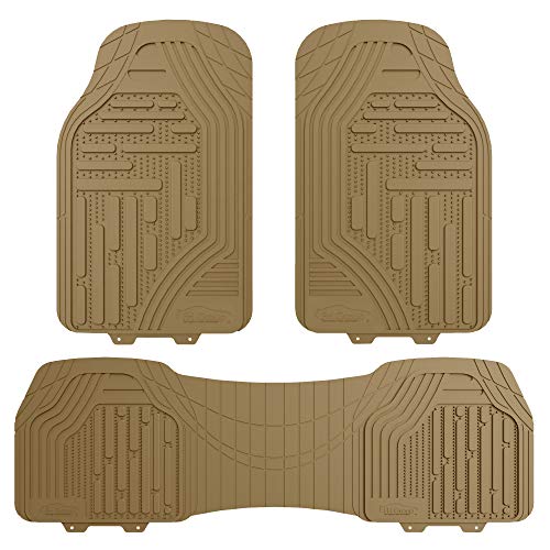 FH Group F11322 Classic Rubber Trimmable Floor Mats (Beige) Full Set - Universal Fit for Cars Trucks and SUVs