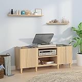 Grand espace de rangement : le meuble spacieux pour tourne-disque offre un grand espace de rangement pour disques LP et garde votre collection de musique bien organisée