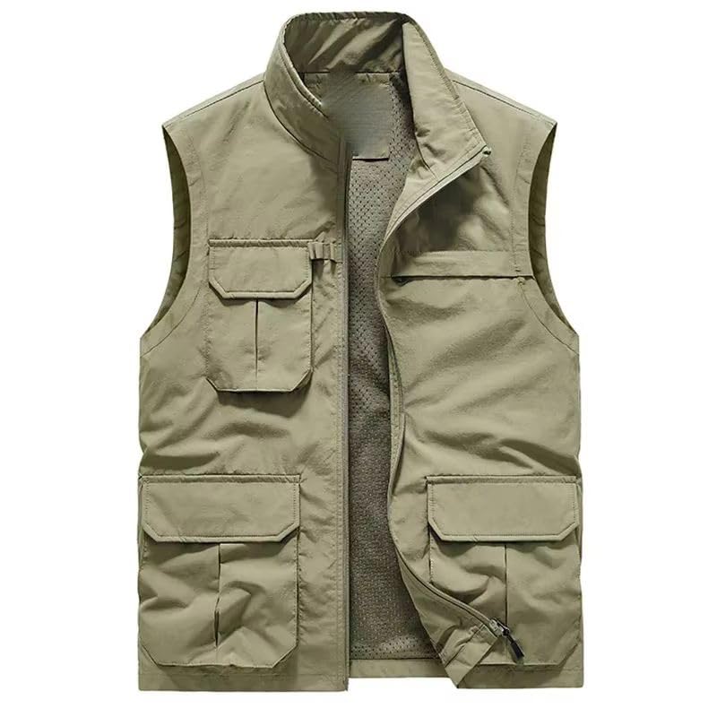 Chaleco de pesca para hombre casual con hombros delgados y bolsillos múltiples 4