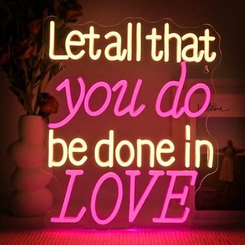SIGNSHIP Let All That You Do Be Done in Love Neon Led, Love Led Neon pour Décoration Murale, Enseigne Lumineuse Dimmable Pour...