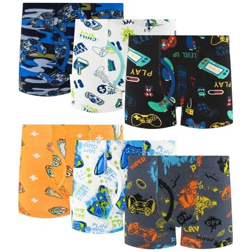 100% Cotton Boys Boxer Briefs Tagless Toddler Underwear (6-Pack) 3T Multi-gamer-b24