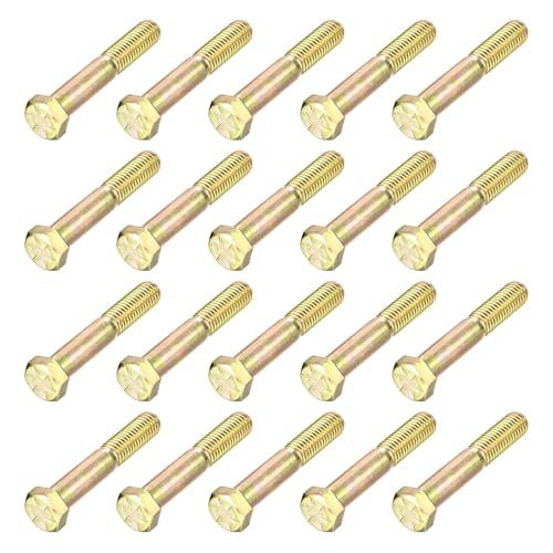 Image of METALLIXITY Hex Bolts (1 /2-13x3) 25Pcs, Carbon Steel Zinc Plated UNC Hex Head Screw Bolt Machine Screws - for Furniture Repair, Yellow