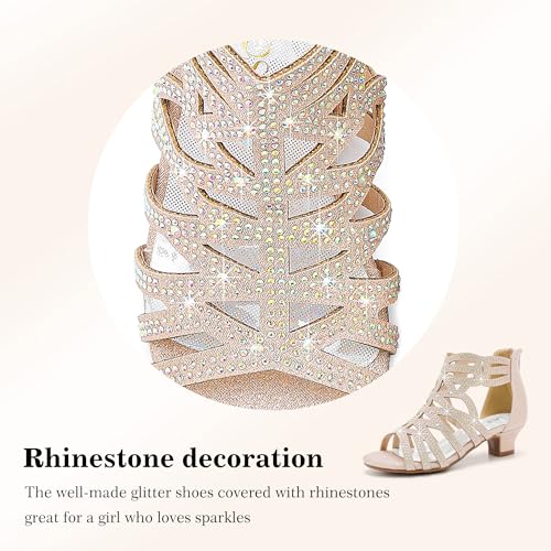 Laurmosa Rose Gold Flower Girl Dress Shoes Wedding Sparkly Sandals Fancy Cute Summer Shoes Princess High Heels For Girls Party Holiday Little Big Kids Toddler thumb #4