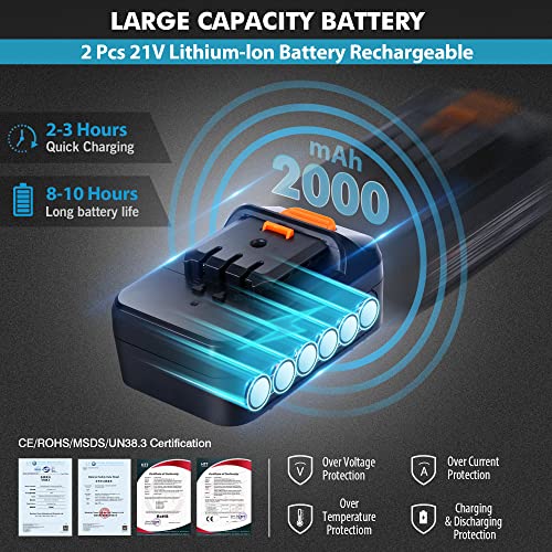 Komok Professional Cordless Electric Pruning Shears, 2Pcs Backup Rechargeable 2Ah Lithium Battery Powered Tree Branch Pruner, 1.26 Inch (32Mm) Cutting Diameter, 8-10 Working Hours #TOP2