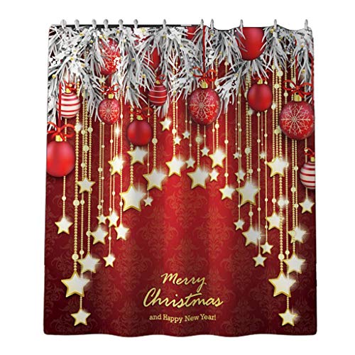 Tubayia Weihnachten Deko Badezimmer Zubehör Set Duschvorhang Badematte Toilettendeckelbezug Toilettenmatte – Bild 3