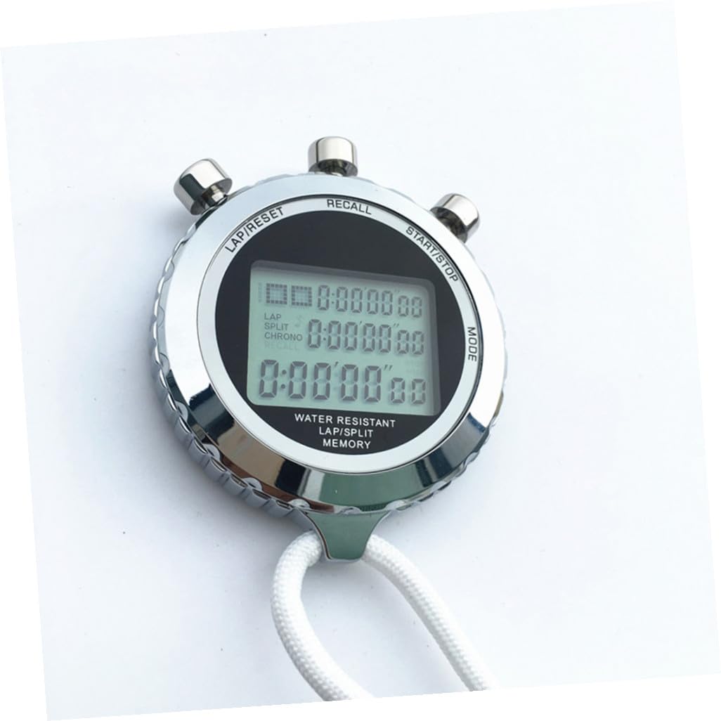 Cronometro Digitale Elettronico in Acciaio Inox 3 File 30 Piste | 1 Pezzo Bianco, Mostra Mese Data Giorno Settimana, Funzione Chronograph