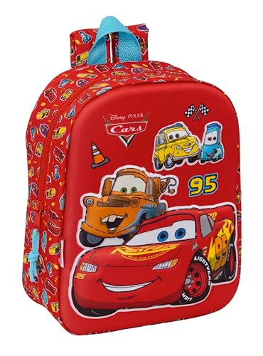 CARS - Mochila de Guardería 3D, Fácil Limpieza, Ideal para Niños de Diferentes Edades, Cómoda y Versátil, Calidad y Resistencia, 22x10x27 cm