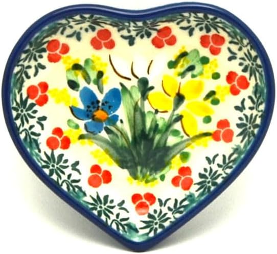 Polish Pottery Tea Bag Holder - Heart - Unikat Signature - U5131