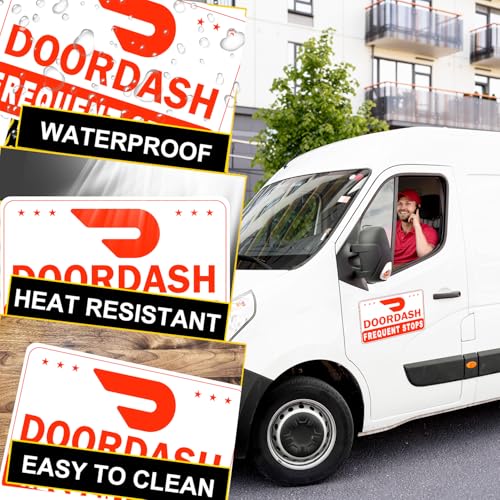 Image of 3 Pack Doordash Magnetic Sign for Car, Food Delivery Car Magnets, Reflective Door Dash Delivery Driver Sign Magnet for Vehicles, Heavy duty, Truck(White-Red 3 Pack)