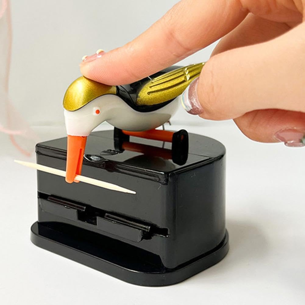 Woodpecker Bird Toothpick Dispenser, Funny Toothpick Holder Dispenser, Push Bird Toothpicks Holder for Restaurants, Cafeteria and Home (color A)