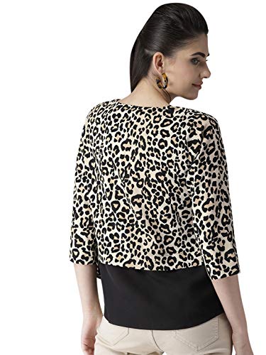 Image of Style Quotient Women Black & Brown Cheetah Print Top