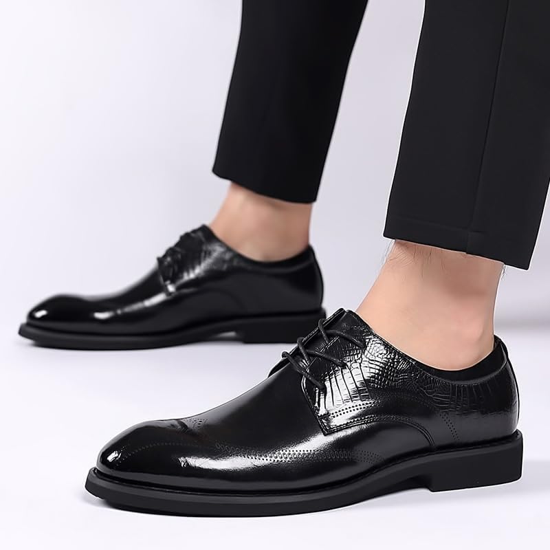 Mens Patent Oxford Dress Shoes Leather Pointed Toe Business Lace Up Shoes Tuxedo Classic Comfortable Fashion Party Footwear2