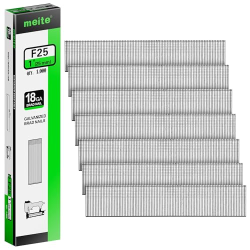 meite 18 Gauge Brad Nails, 1 Inch 18GA Brad Nails 1,000 Pcs