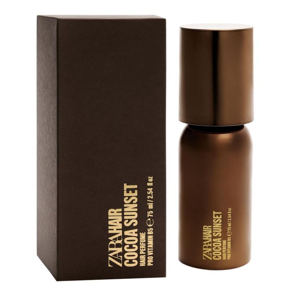 Zara Cocoa Sunset Hair Perfume Hair Fragrance Mist with Milk Chocolate, Vanilla, Passion Fruit & Peach, Lightweight Hydrating Gourmand for Women 75ml (2.54 fl oz)