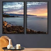 2 Piece Framed Canvas Wall Art Skyline and Sunset Canvas Prints Home Artwork Decoration for Living Room,Bedroom - 16