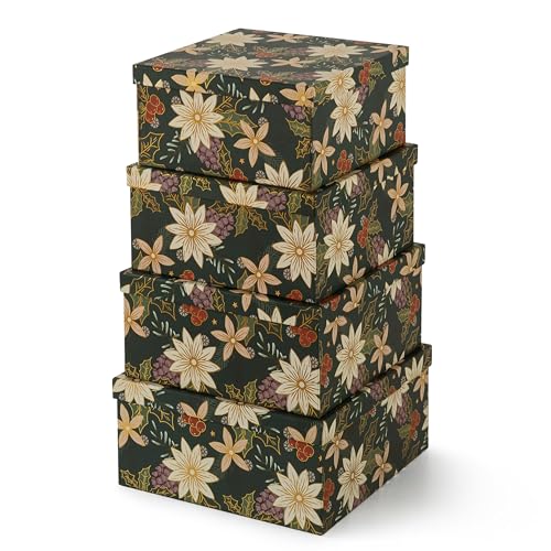 Soul-Lane-Christmas-Square-Decorative-Boxes-with-Lids-Set-of-4-Festive-Foliage-Reusable-Large-Nesting-Holiday-Gift-Boxes-for-Presents-and-Decor Soul Lane Christmas Square Decorative Boxes with Lids Set of 4 Festive Foliage Reusable Large Nesting Holiday Gift Boxes for Presents and Decor