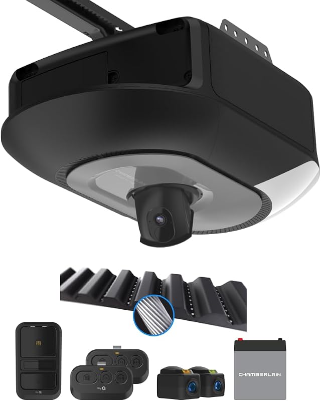 Chamberlain 1 HP Belt Drive Smart Garage Door Opener with Built-in Camera, Single LED Lighting, Battery Backup, and myQ Connectivity