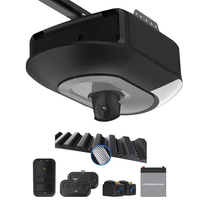 Chamberlain 1 HP Belt Drive Smart Garage Door Opener with Built-in Camera, Single LED Lighting, Battery Backup, and myQ Connectivity