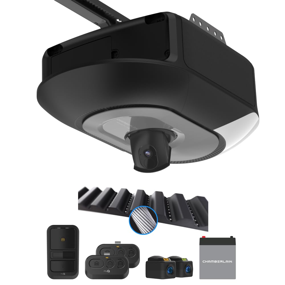 Chamberlain 1 HP Belt Drive Smart Garage Door Opener with Built-in Camera, Single LED Lighting, Battery Backup, and myQ Connectivity