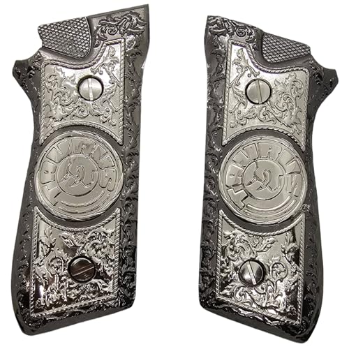 Custom Grips for Taurus PT-99 PT-92 PT-100 PT-101 Models, Metal Nickel Black Plated, Grips Screws Included