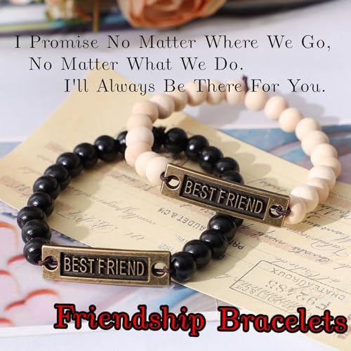 MILAKOO 1 Pair Wood Beads Bracelet for Friendship Distance Bracelet Wristband Best Friends2
