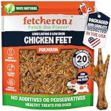FETCHERONI Premium Chicken Feet Dog Treats - Dehydrated Poultry Foot - No Additives - Digestible Chew - Joint Health Support - All Natural (20-Pack)