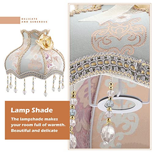 Osaladi Desktop Accessories Vintage Lamp Shade Large Scallop Dome Lamp Shade European Style Cloth Lace Lampshade With Beads For Living Room Blue Lamps Shades #TOP7