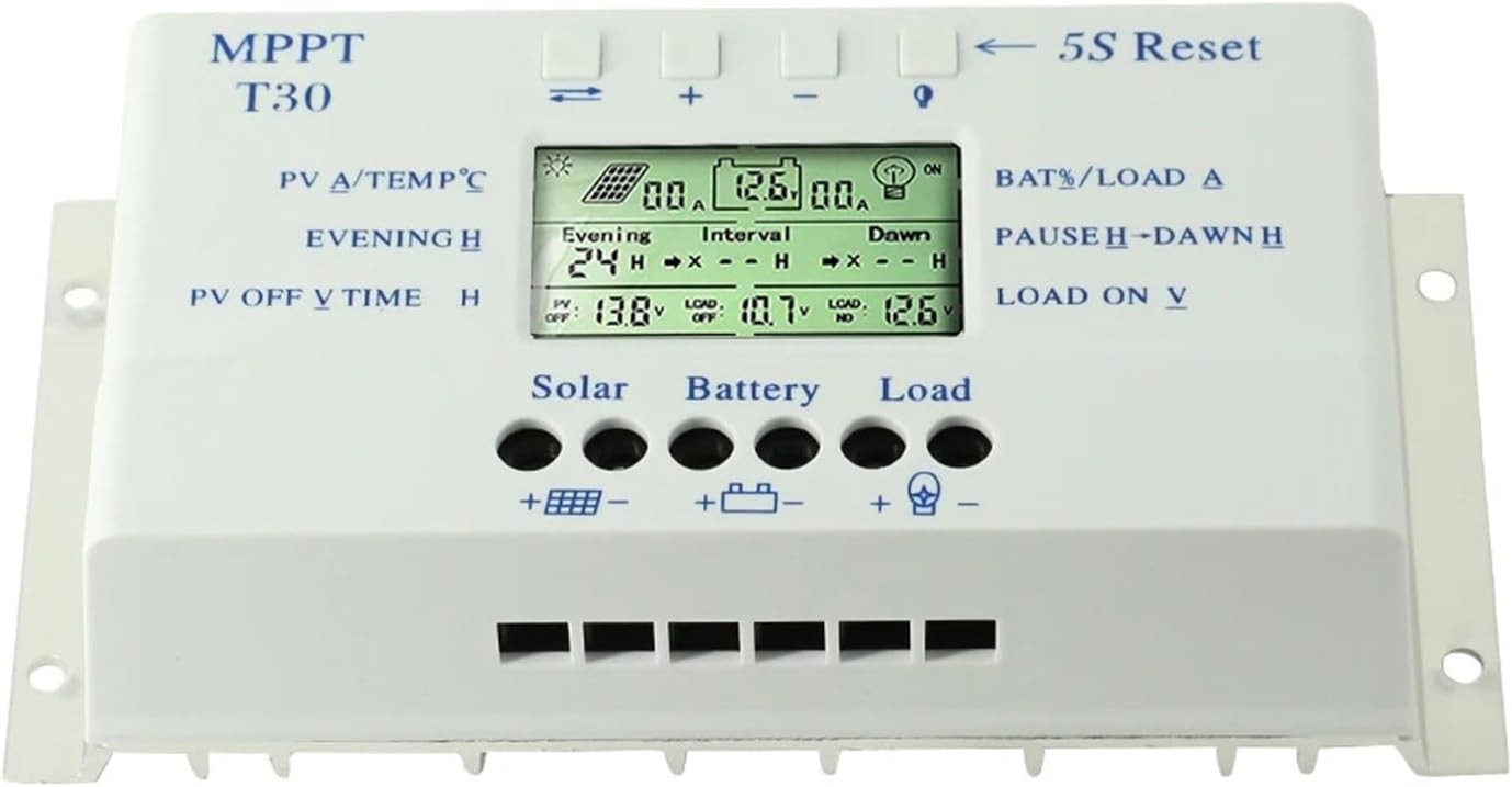 MPPT PWM 20A 30A 40A Solar Charge Controller 12V 24V Auto Solar Panel Regulator Solar Battery Charger Dual Timer(30A)