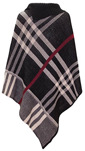 Crazy Girls Womens Checked Knitted Winter Cape Stylished Ladies Poncho Cardigan2