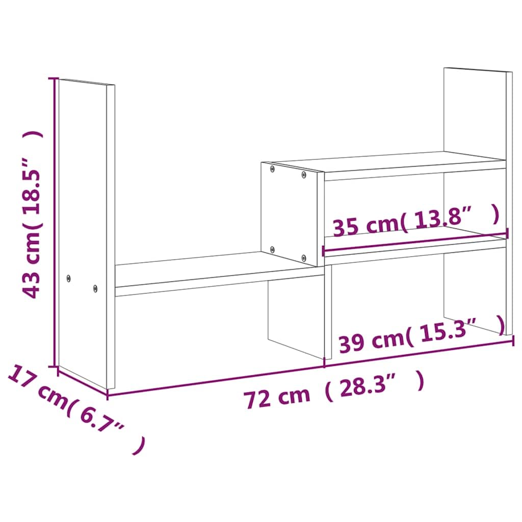 Supporto per monitor in legno di pino massiccio, 39-72 x 17 x 43 cm, regolabile in altezza, con ripiano e cassetto, supporto ergonomico per PC, per ufficio, casa, gaming e laptop