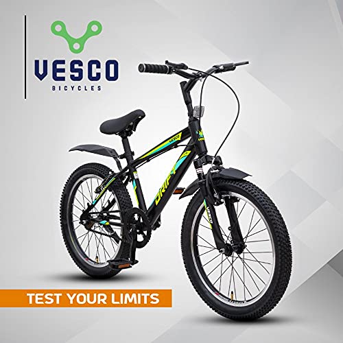 Image of VESCO Drift 20T Kids Semi-Fat Tyre Cycle for Boys | Single Speed | Front Suspension | Frame 12.5 Inch | Ideal for : 7 to 10 Years Kids Bike (Green)