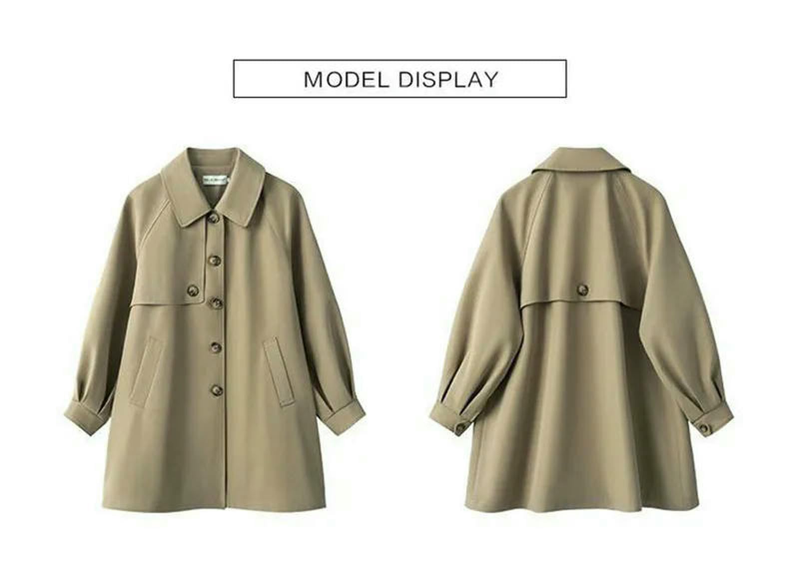 Abbigliamento Donna Trench Women Khaki Casualmente Capo Sciolte Corea Elegante Giacca da Donna Autunnale A metà Lunghezza-Verde-m