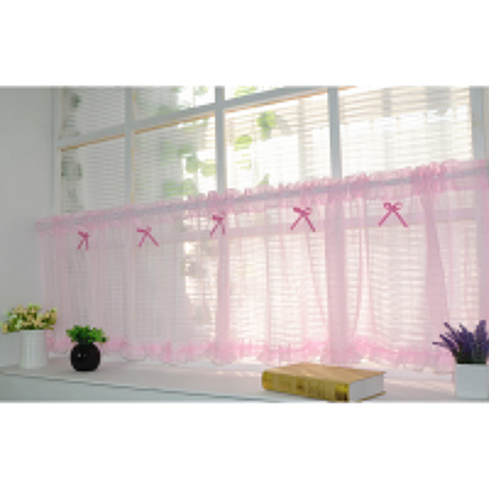 Cortinas de taberna de café decorativas y visillos cortos color rosa de hogar