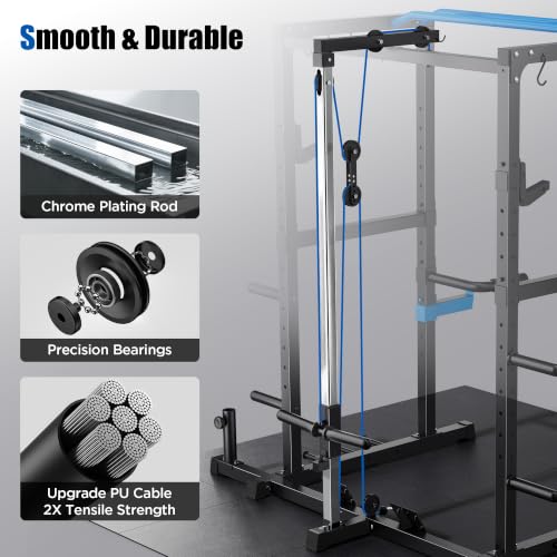 Image of SPORTSROYALS Power Rack, Multi-Functional Power Cage, Squat Rack with Pulley System & LAT Pull Down, Workout Cage with J Hooks for Home Gym