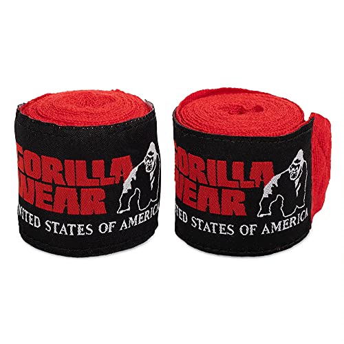 Gorilla Wear Boxing Handwraps - Pacco da 3 m, Colore: Rosso