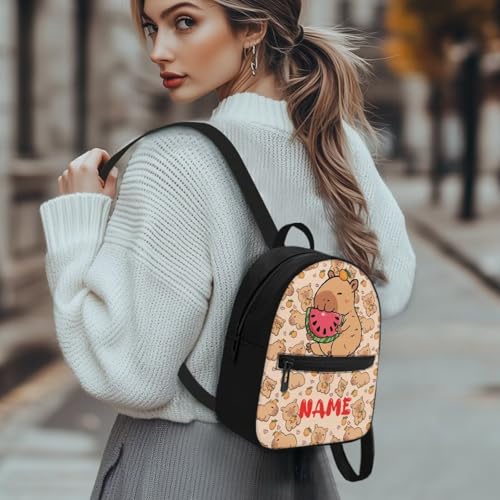 Personalized Capybara Mini Backpack for Girls Custom Name Small Shoulder Bags for Women Waterproof Design Daypack for Shopping, Weekend Trips, College3