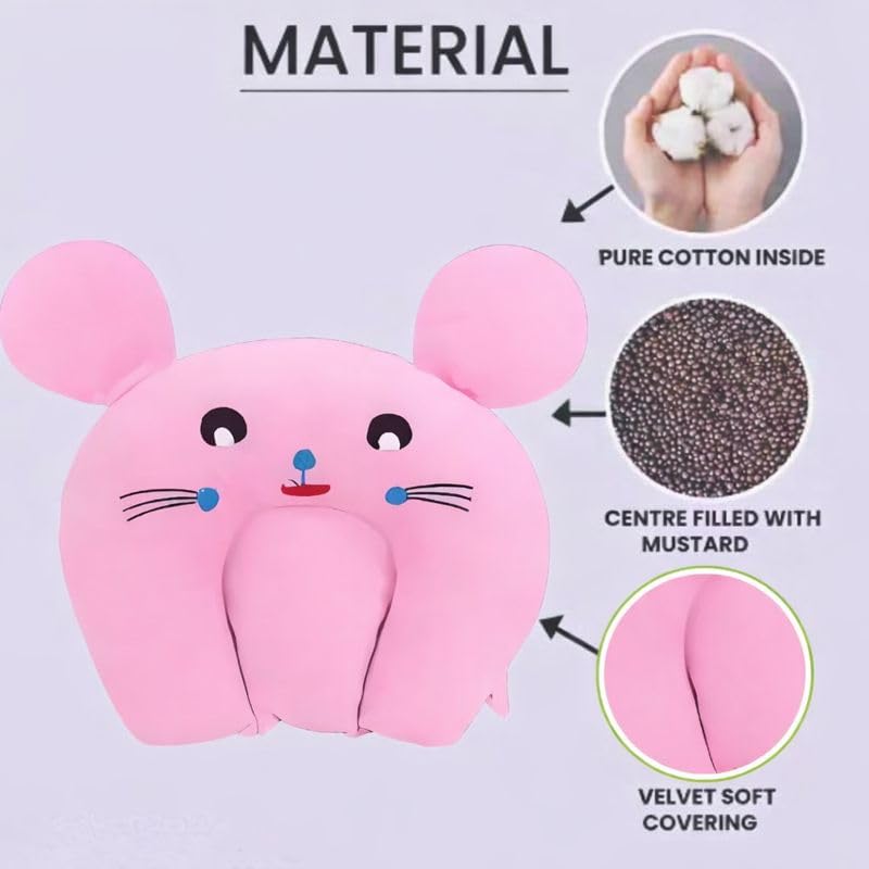 Image of Baby Pillow Combo Set for Newborns & Infants | Toddler Pillow Head Support Cushions with Plush Side Rollers for 0-12 Months
