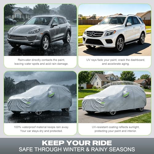 Image of Kaugung Car Cover Custom Fit for Mazda CX-30 CX30 CX3 CX-3(2015-2025), 6 Layers Waterproof All Weather for Automobiles Full Exterior Cover Rain Sun Snow Protector with Door Zipper. Silver